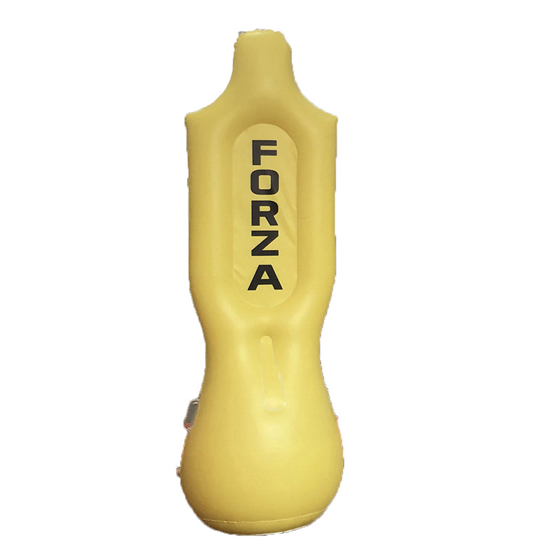 Customised Inflatable Yellow Shaped Tumber With Water Inside Base And Mannequin On Base For Grip
